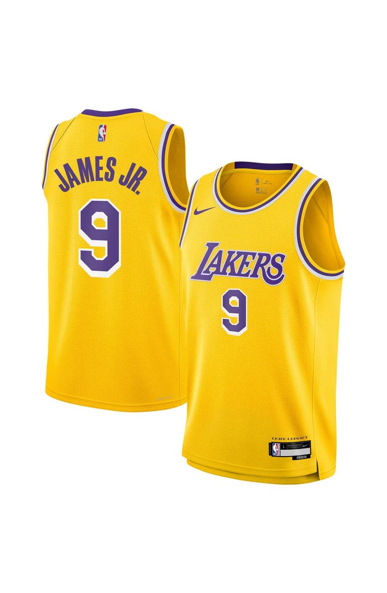Nike Youth Nike Bronny James Jr. Gold Los Angeles Lakers Swingman Jersey - Icon Edition, Main, color, 