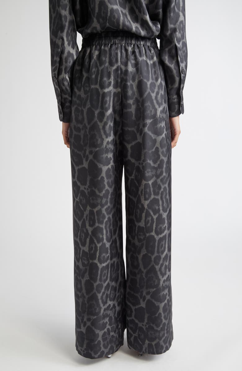 Stella McCartney Leopard Print Silk Pajama Pants, Alternate, color, 1230 - Ash Grey