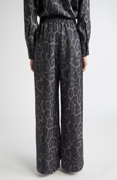 Stella Mccartney Womens Leopard-print Wide-leg Silk Pyjama Trousers Ash Grey In Black