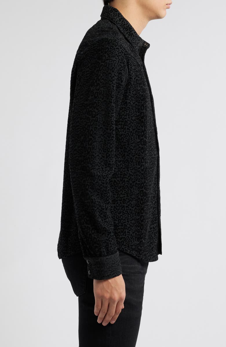 John Varvatos Haven Textured Leopard Spot Snap-Up Western Shirt, Alternate, color, 