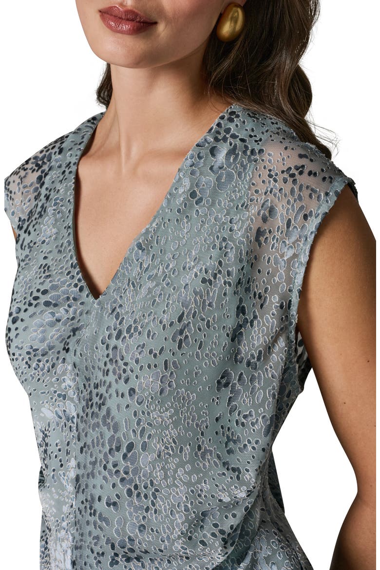 Dot Burnout V-Neck Top, Alternate, color, WATERLILY COMBO