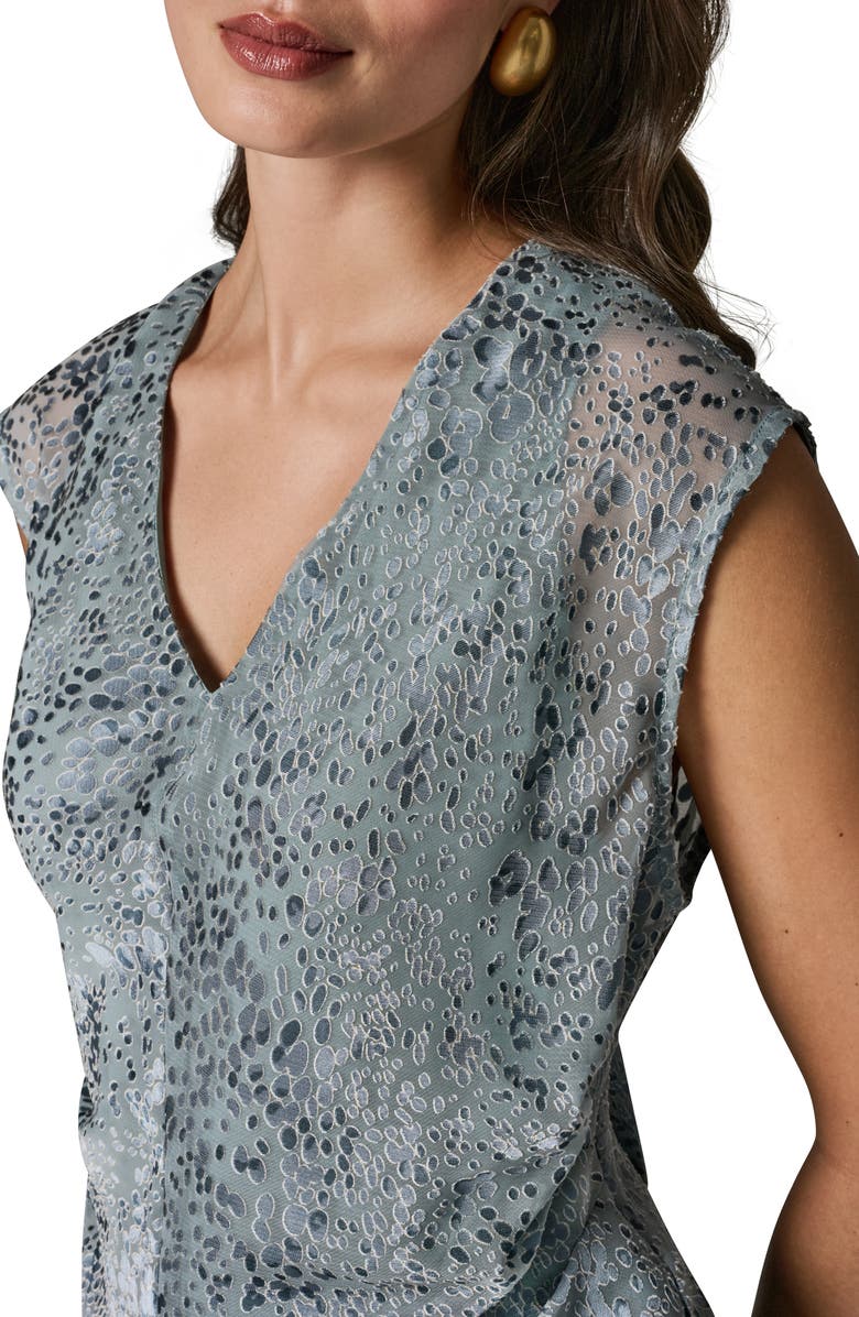 Donna Karan New York Dot Burnout V-Neck Top, Alternate, color, 