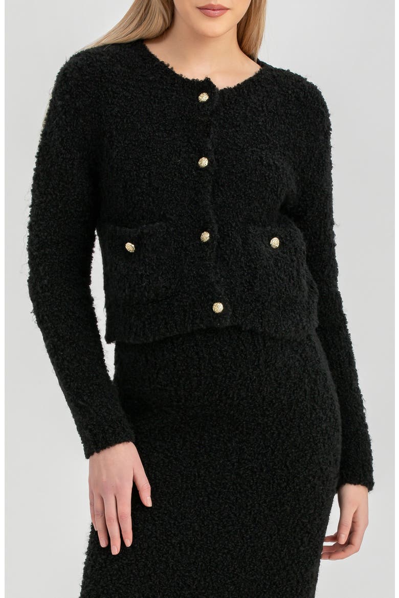 The Courchevel Bouclé Maternity Sweater Jacket, Main, color, BLACK