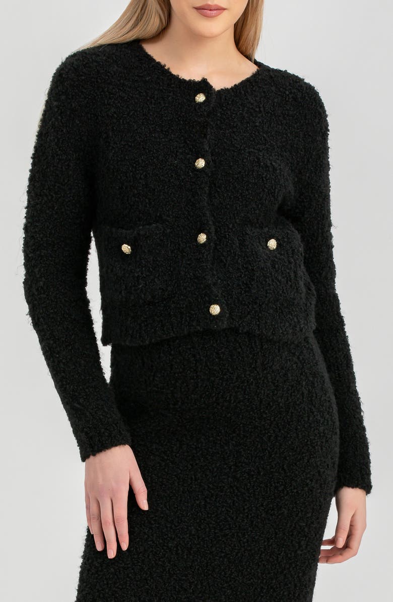PIETRO BRUNELLI MATERNITY The Courchevel Bouclé Maternity Sweater Jacket, Main, color, Black