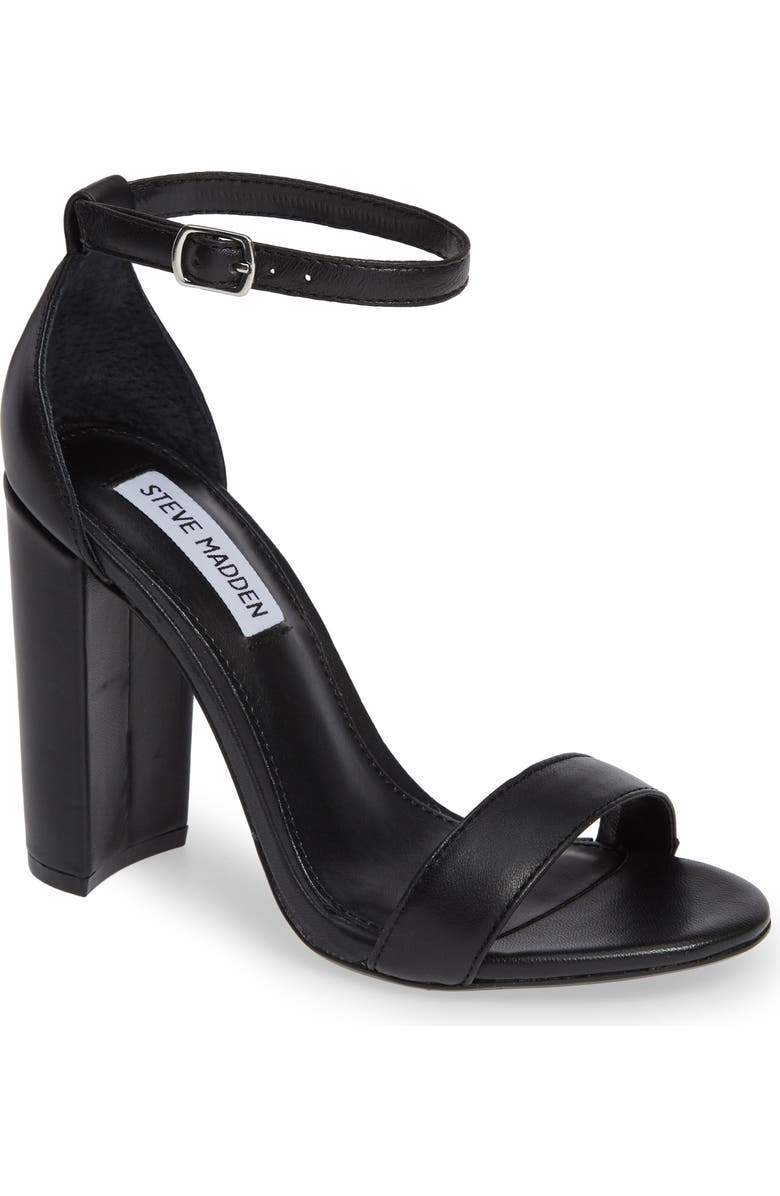 Steve Madden Carrson Ankle Strap Sandal, Main, color, Black Leather