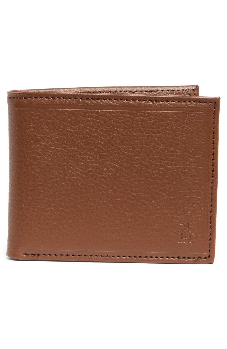 Original Penguin Pebbled Leather Bifold Wallet, Main, color, Tan