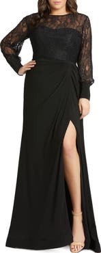 Mac Duggal Sequin Lace Illusion High Sweetheart Neck Evening Gown