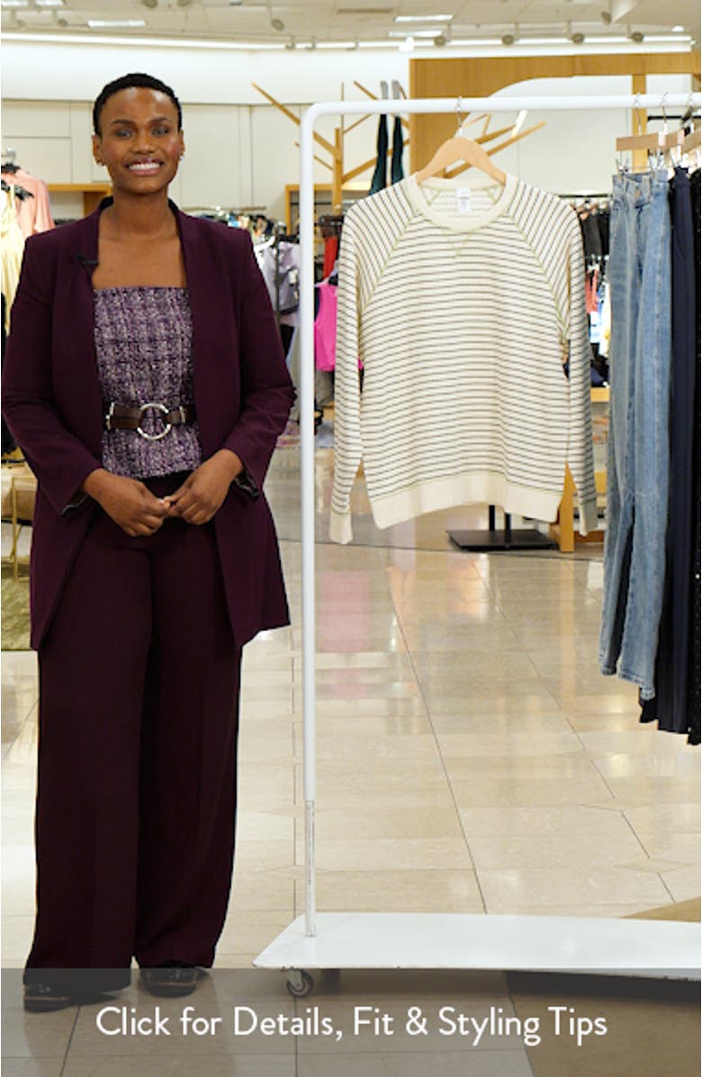 Stripe Reversible Raglan Sleeve Cotton Blend Sweater, sales video thumbnail