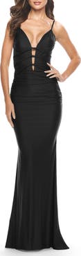 La Femme Modern Jersey Dress with Twist Band Details