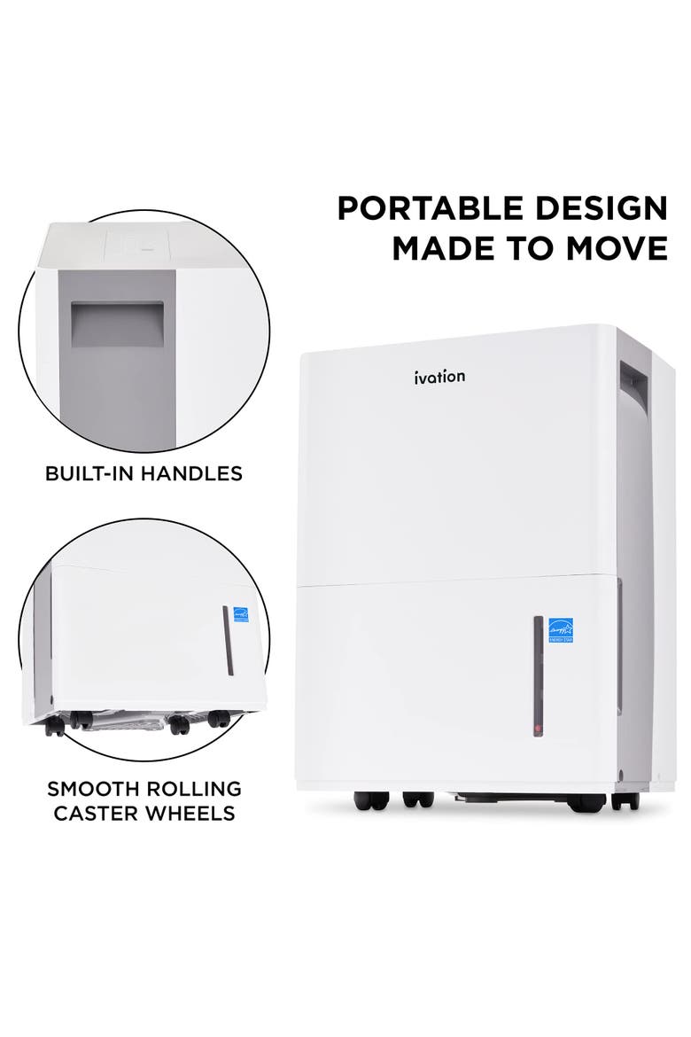 Energy Star Dehumidifier with Hose Connector, Humidity Control & Auto Shutoff, Alternate, color, White