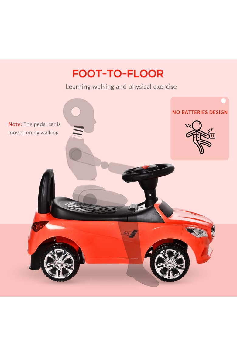 Kids Ride On Push Car with Horn, Music, Headlights, Storage, Alternate, color, Red