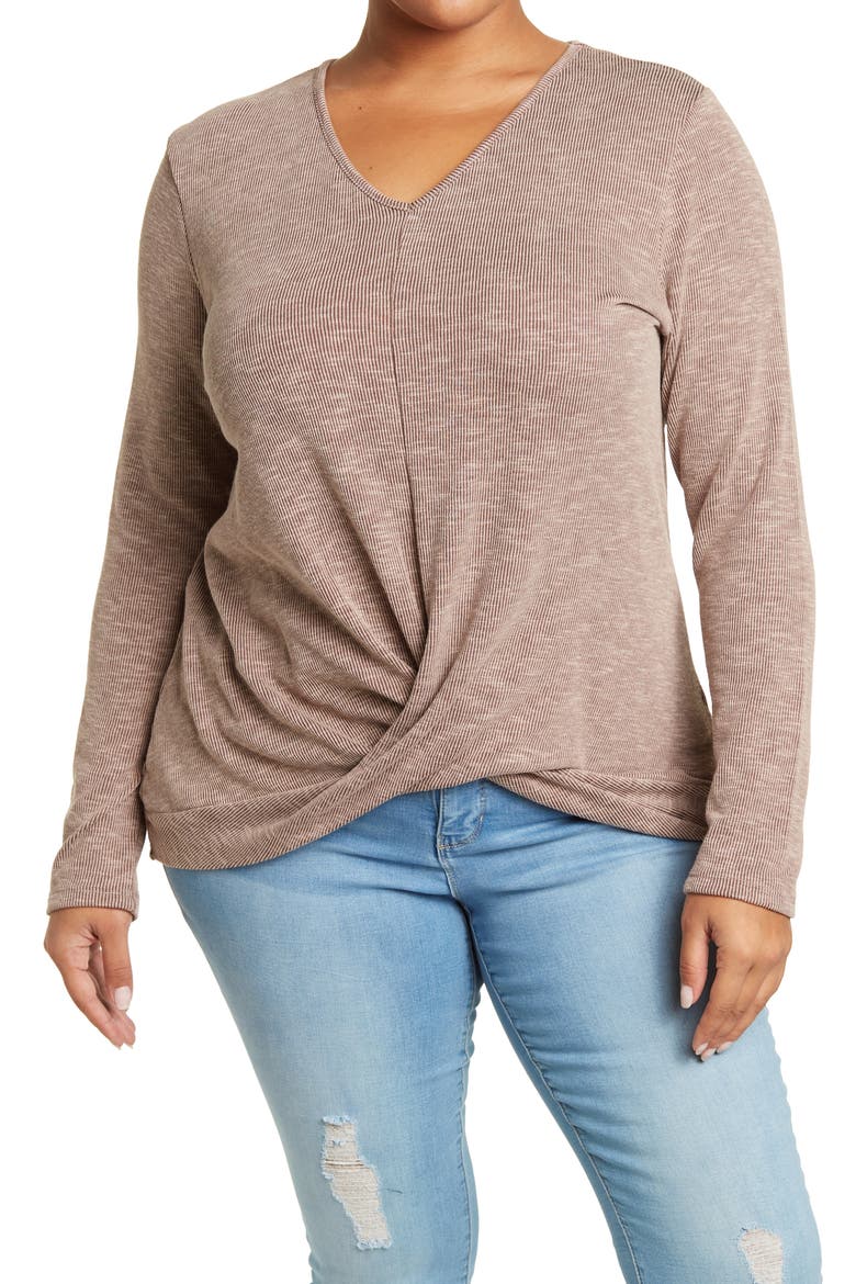 Twist Front Blouse, Main, color, TAUPE