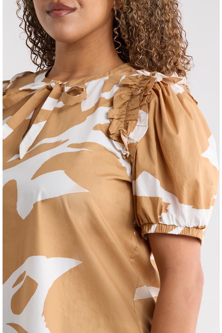 Hazel Abstract Noche Tie Neck Top, Alternate, color, CAMEL-MULTI