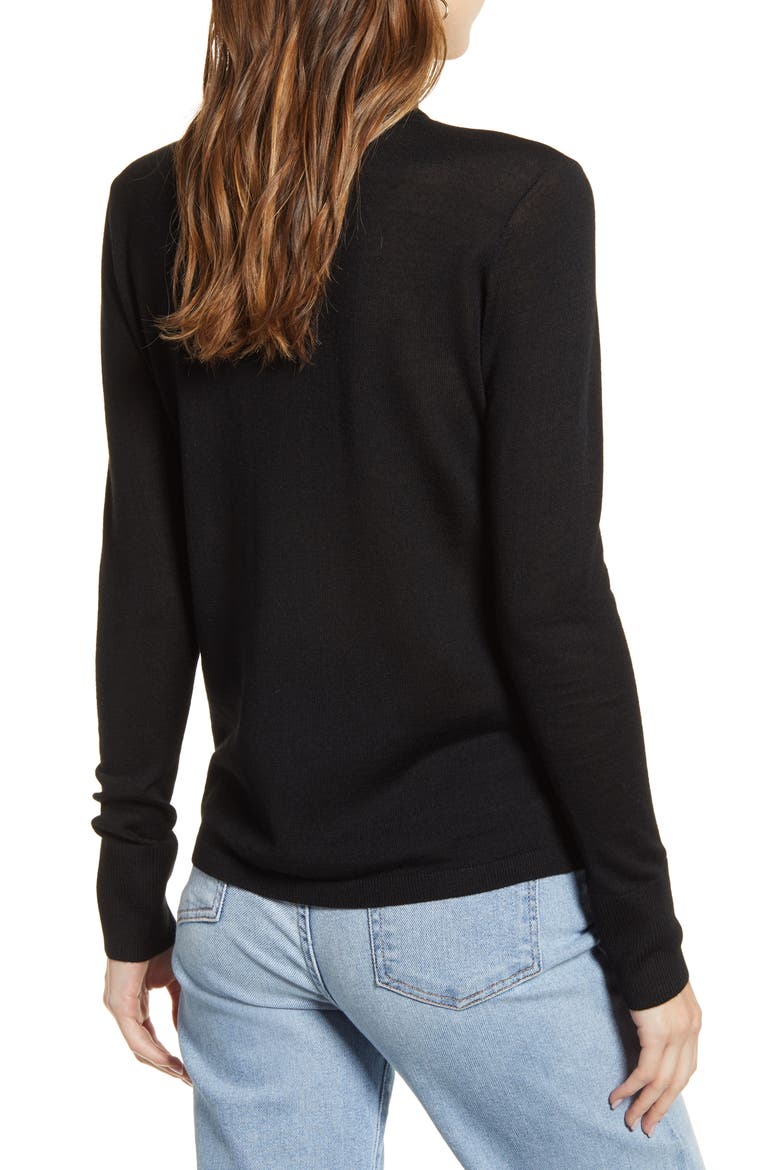 Turtleneck Merino Wool Blend Sweater, Alternate, color, BLACK