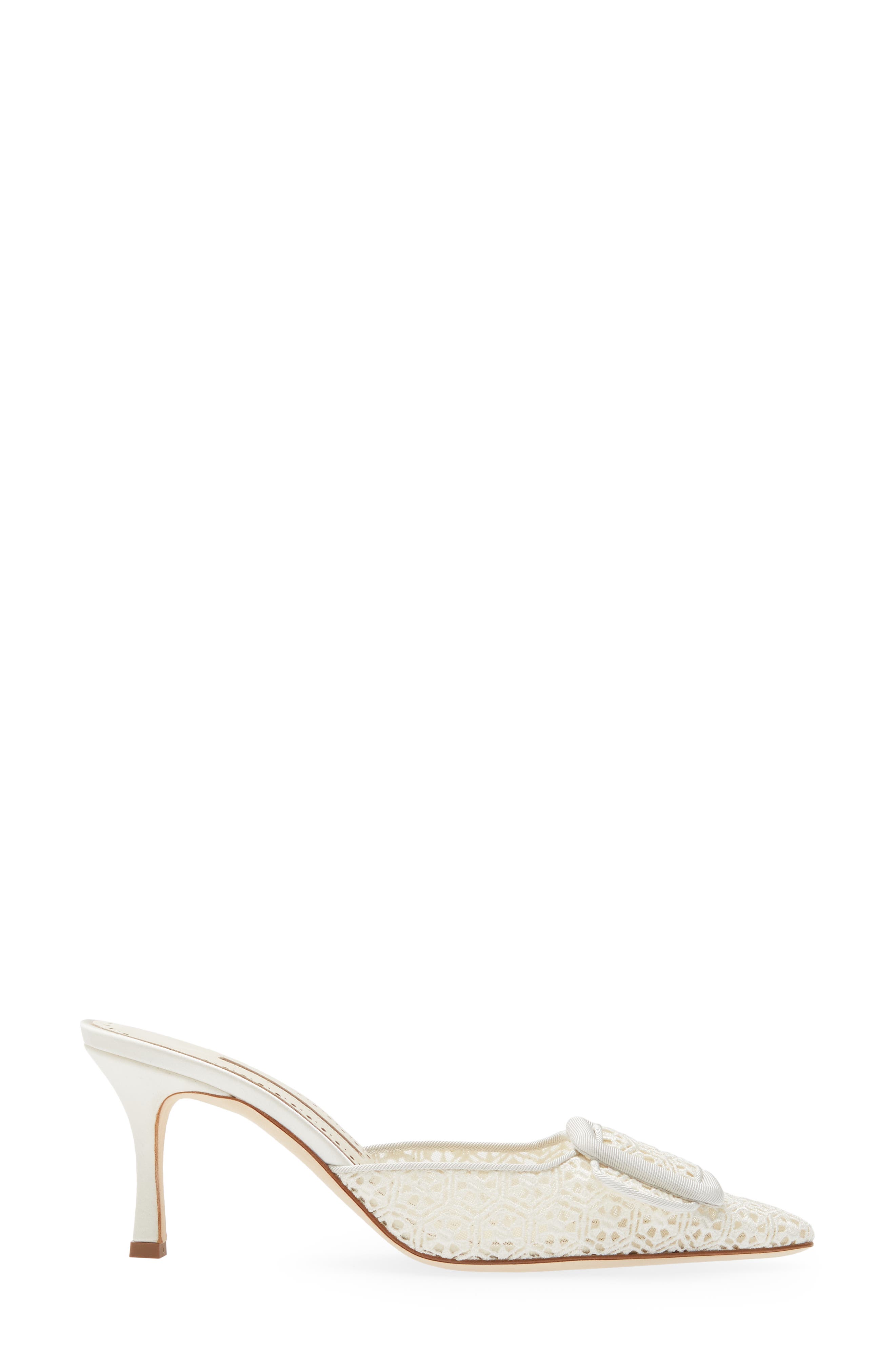 Manolo Blahnik Maysalebi Lace Buckle Pointed Toe Mule, Alternate, color, 
