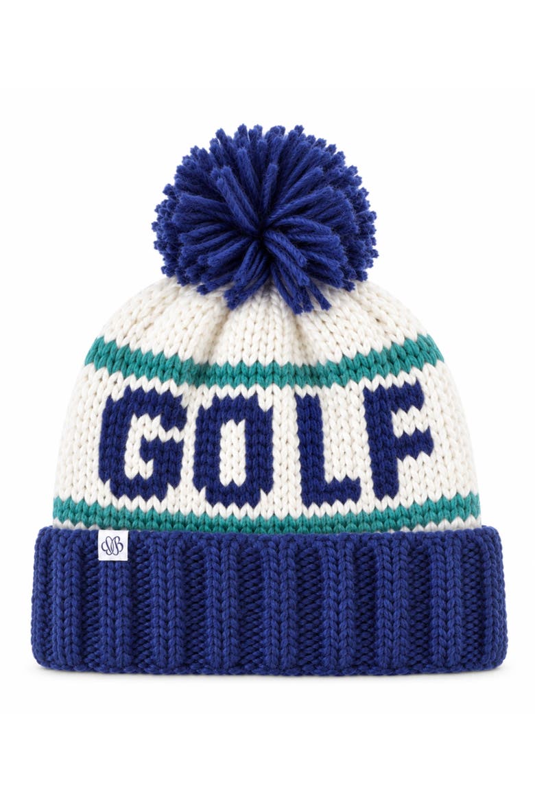 Adult Golf Bobble Hat, Main, color, Navy/Cream/Green