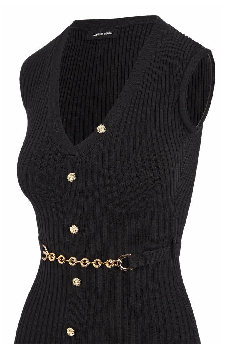 Helene Knitted Midaxi Dress with Belt, Alternate, color, Black
