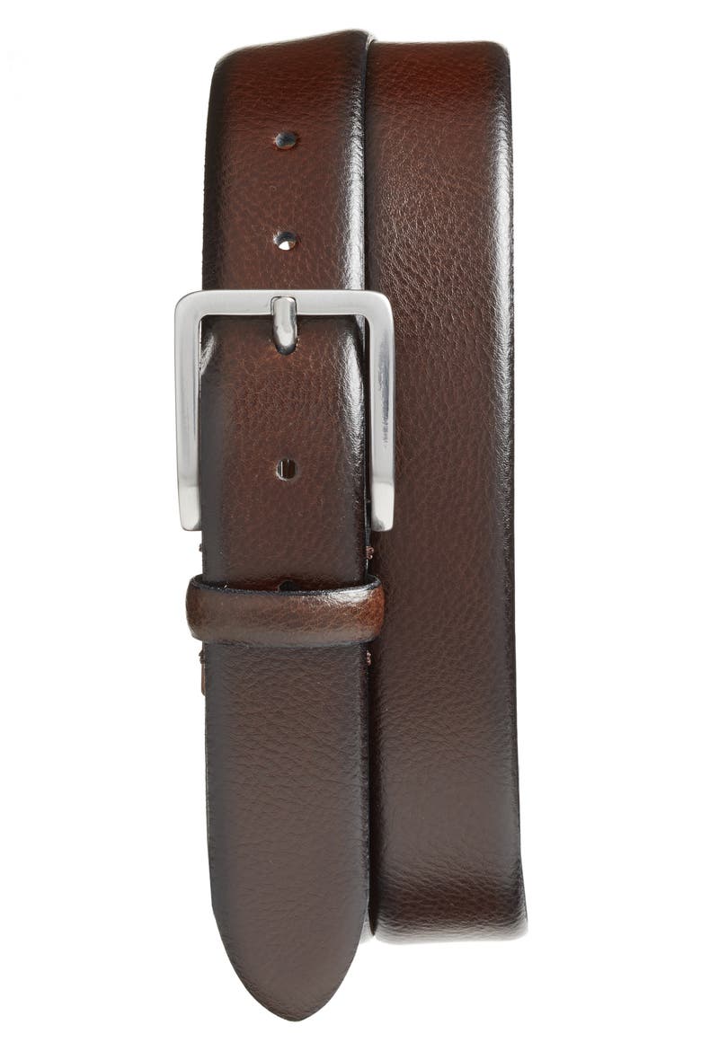 Leather Belt, Main, color, BROWN ITALIAN GRAIN LEATHER
