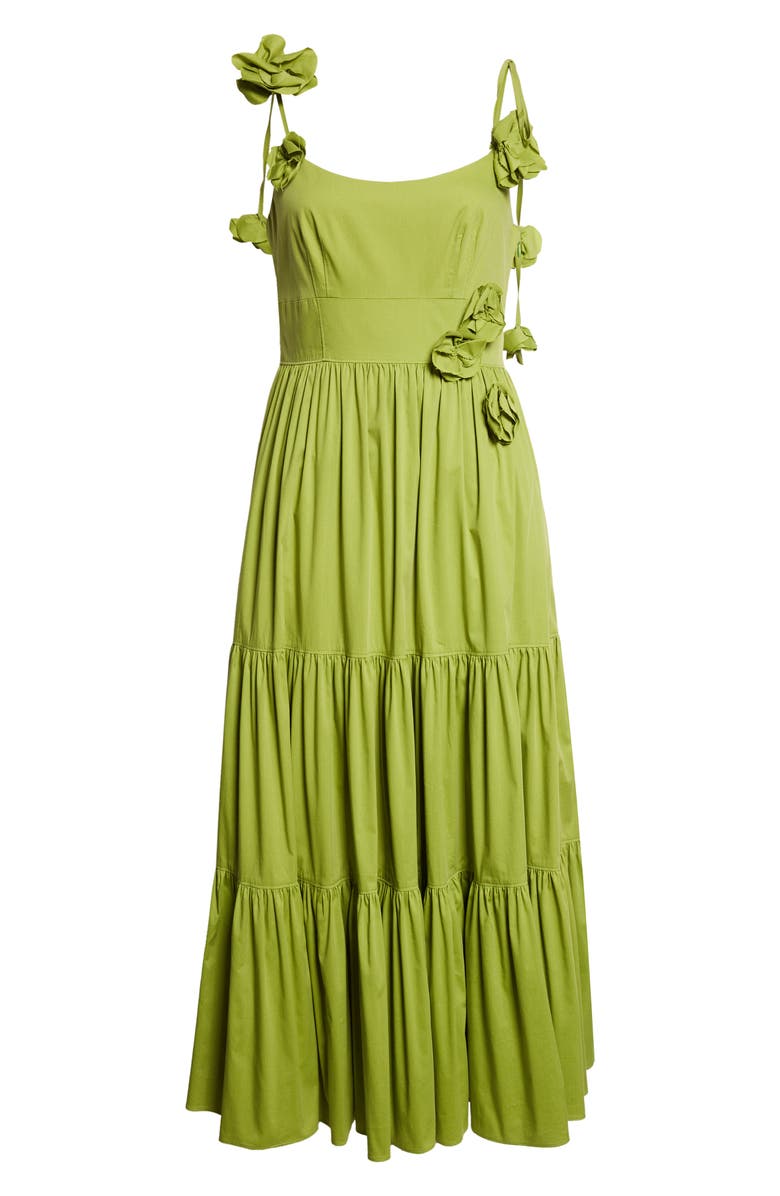 Cinq à Sept Kael Tiered Midi Dress, Alternate, color, Dark Lime