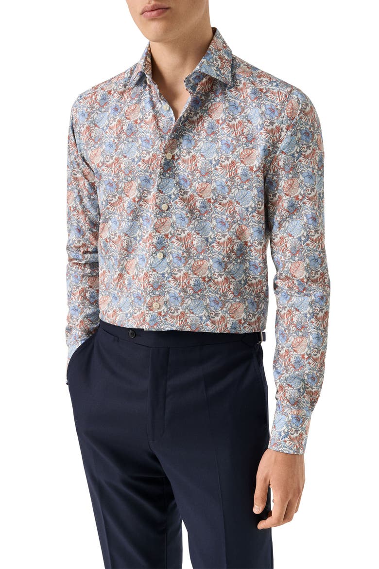 Contemporary Fit Floral Dress Shirt, Main, color, MEDIUM RED