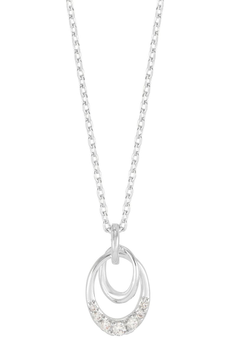 Oval Interlinked Cubic Zirconia Pendant Necklace, Main, color, SILVER PLATED