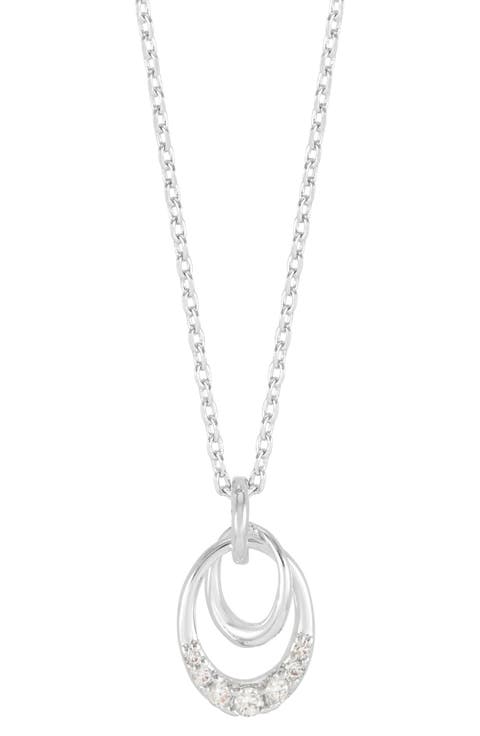 Oval Interlinked Cubic Zirconia Pendant Necklace