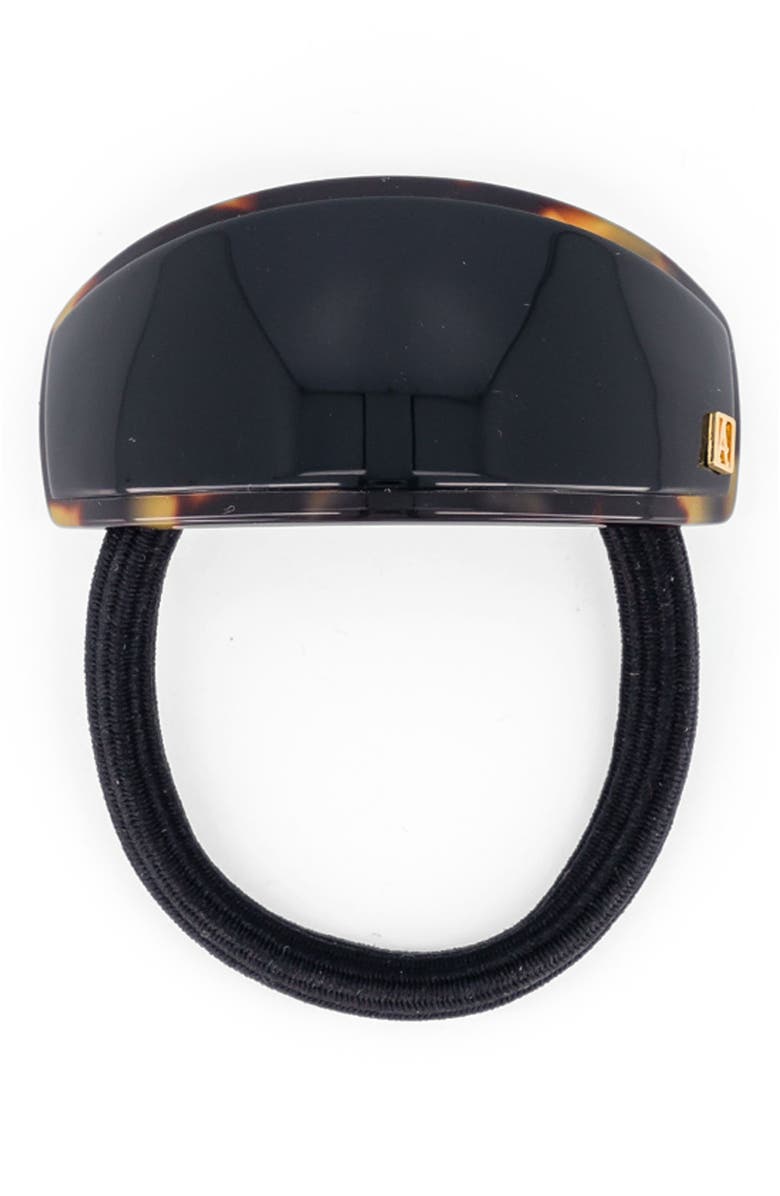 Alexandre de Paris Notre Dame Acetate Hair Tie, Main, color, Black Tortoise