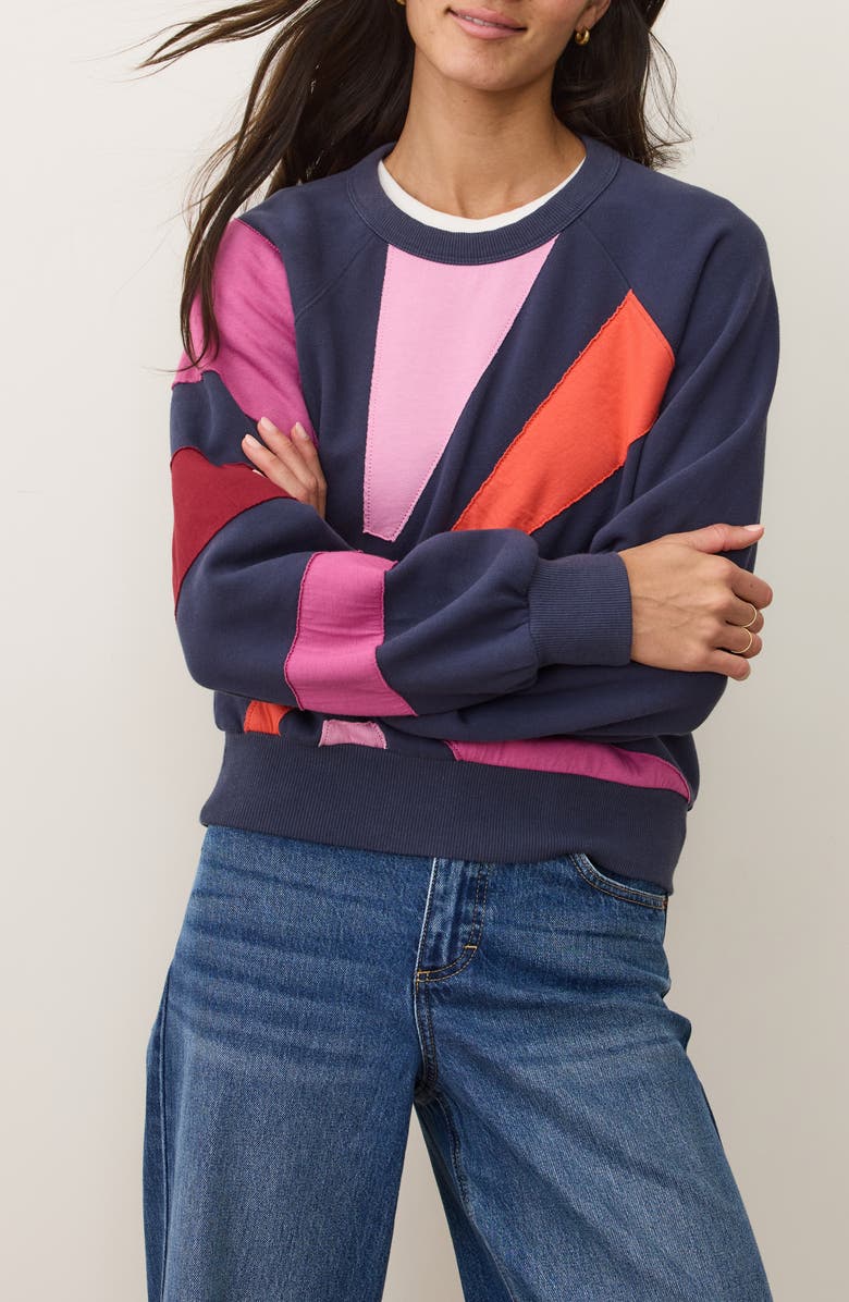 Marine Layer Cloud 9 Sunburst Mixed Media Sweatshirt, Alternate, color, Navy Sunburst