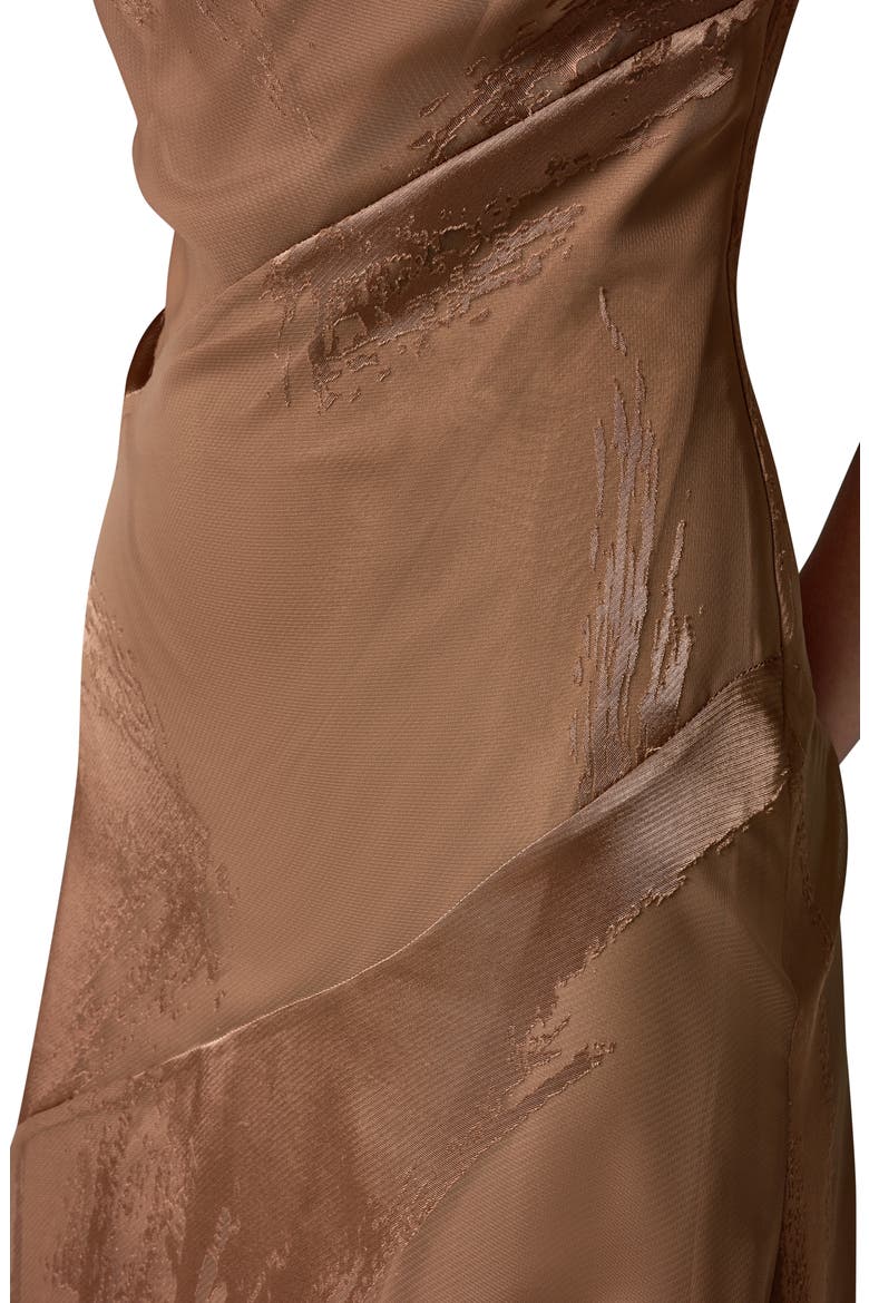 Satin Burnout Cocktail Dress, Alternate, color, CAMEL