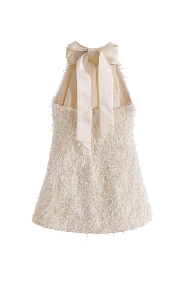 Rosette Ribbon-Back Dress, Alternate, color, Cream