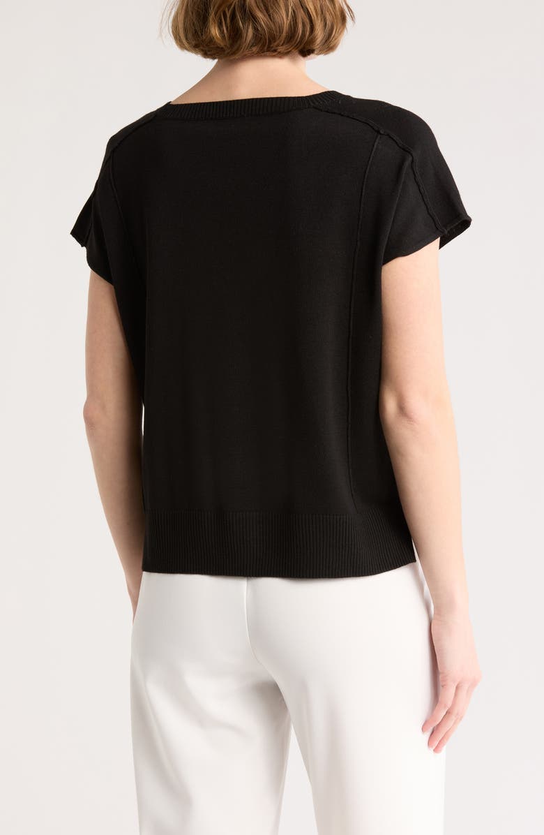 Adrianna Papell Exposed Seam Extended Sleeve Sweater, Alternate, color, Black