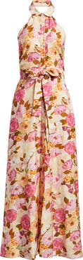 En Saison Bown Floral Halter Neck Dress