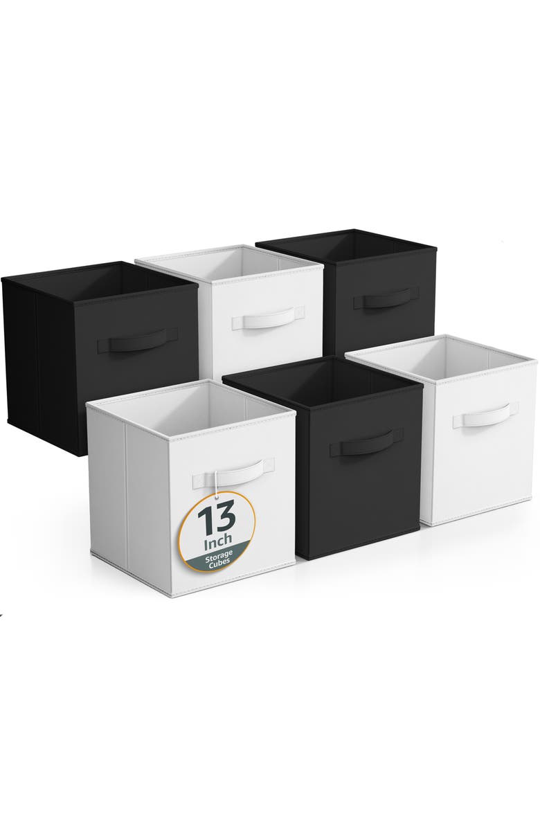 SORBUS 6-Pack Collapsible Storage Cube, Main, color, Black And White