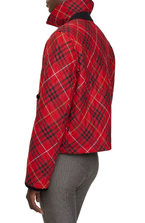 Burberry Cropped Check Cotton Quilted Jacket In Red