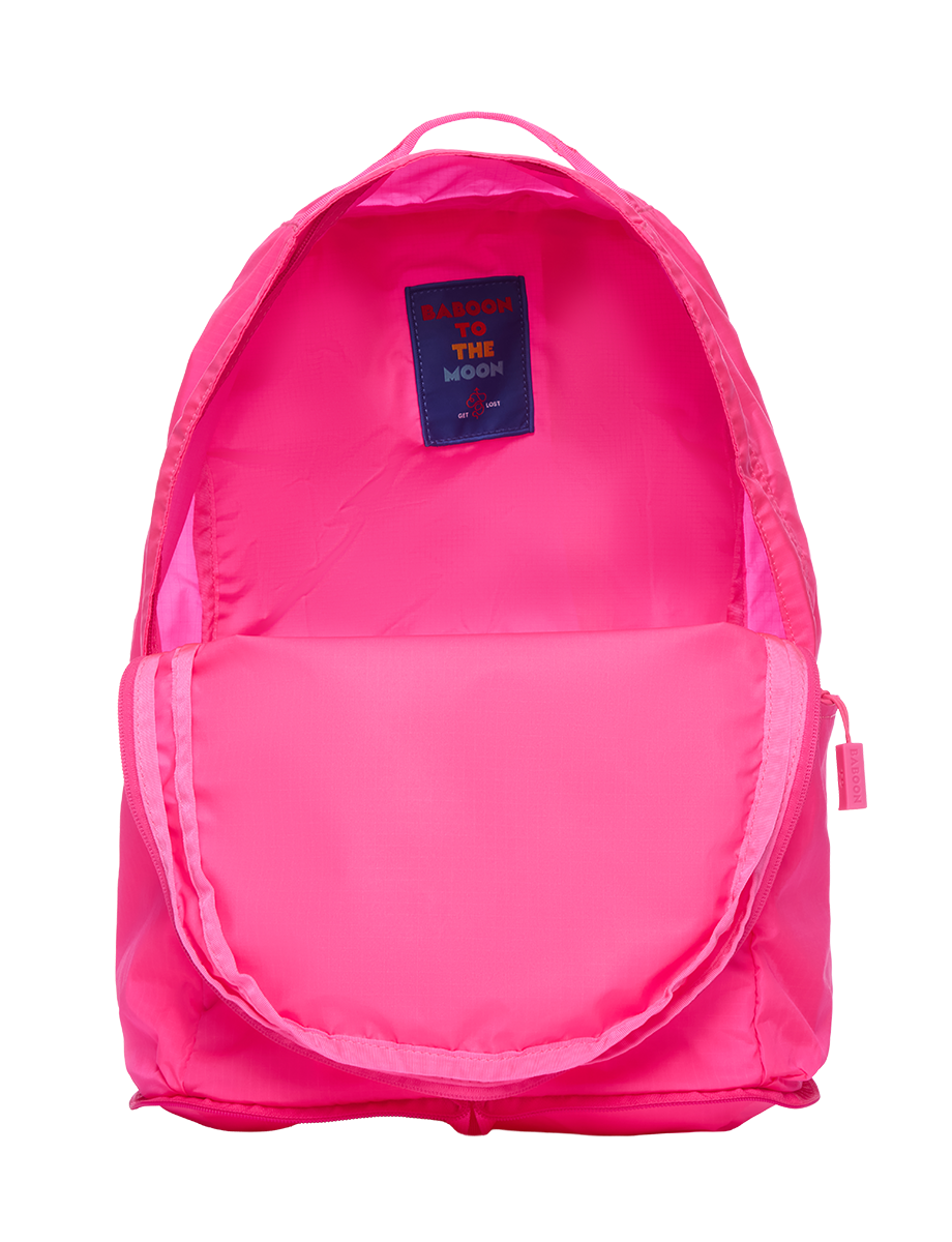 Baboon to the Moon Packable Backpack, Alternate, color, Hyper Pink