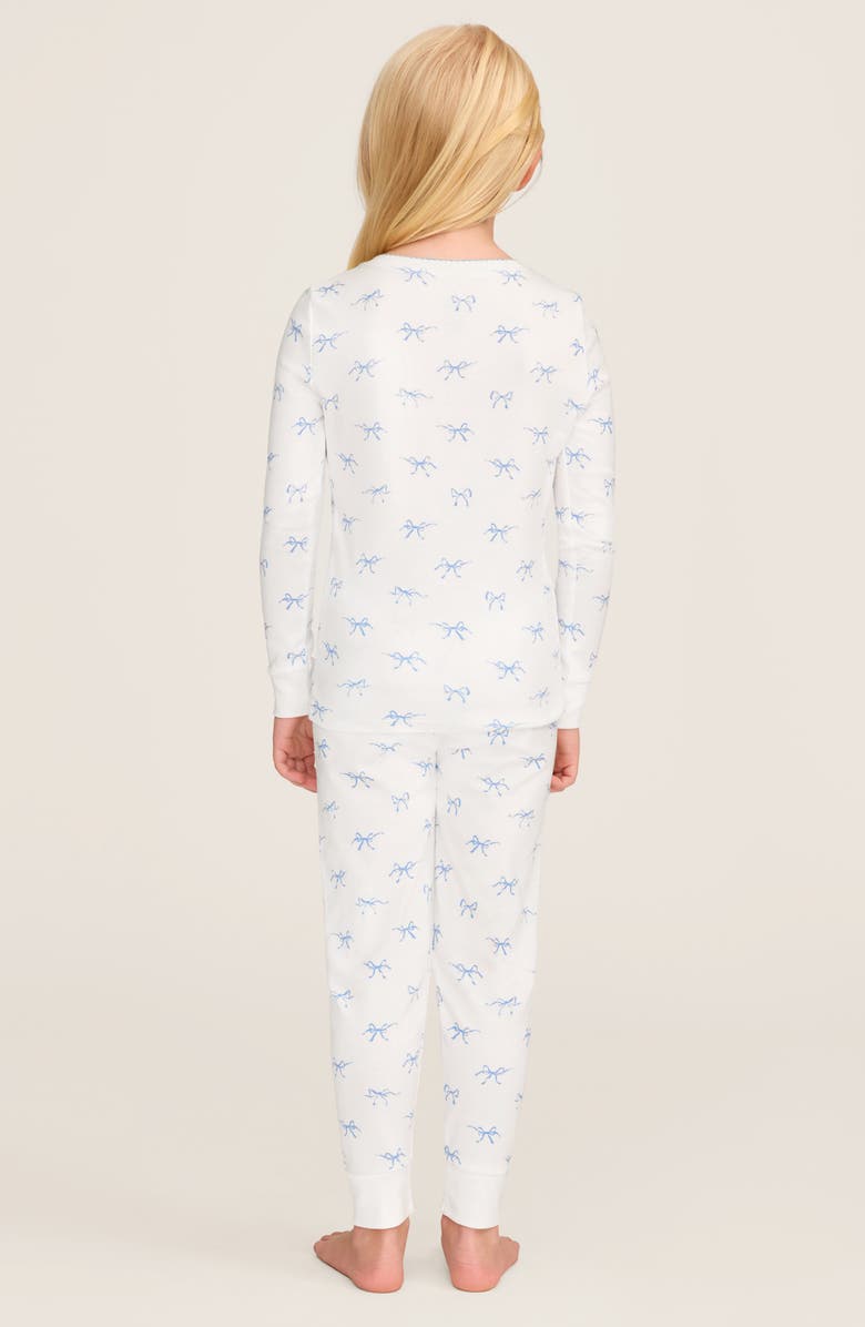 Petite Plume Something Blue Bow Fitted Pajama Set, Alternate, color, White