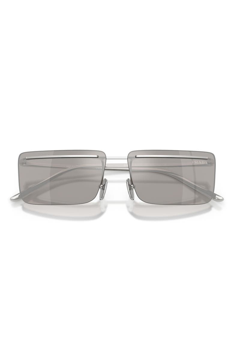 Prada 60mm Rectangular Sunglasses, Alternate, color, Silver / Light Grey Silver