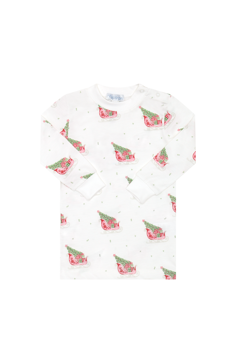 Nellapima Pima Cotton Christmas Merry Sleighs Pajama - Toddler & Little Kid, Alternate, color, Red