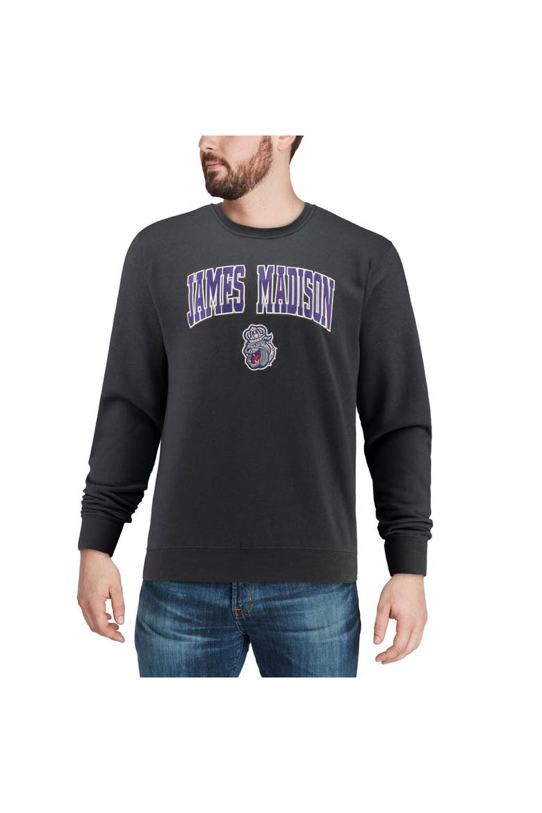 Men's Colosseum Charcoal James Madison Dukes Arch & Logo Crew Neck Sweatshirt, Alternate, color, Charcoal