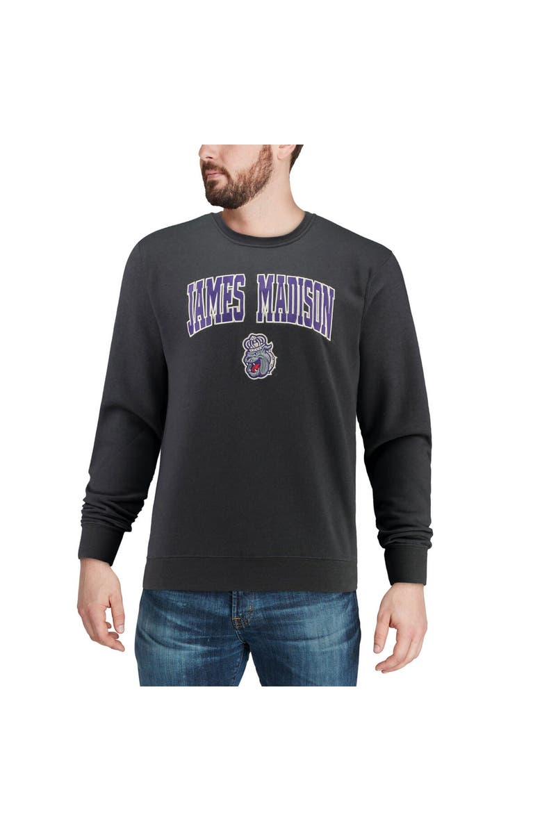 COLOSSEUM Men's Colosseum Charcoal James Madison Dukes Arch & Logo Crew Neck Sweatshirt, Alternate, color, Charcoal