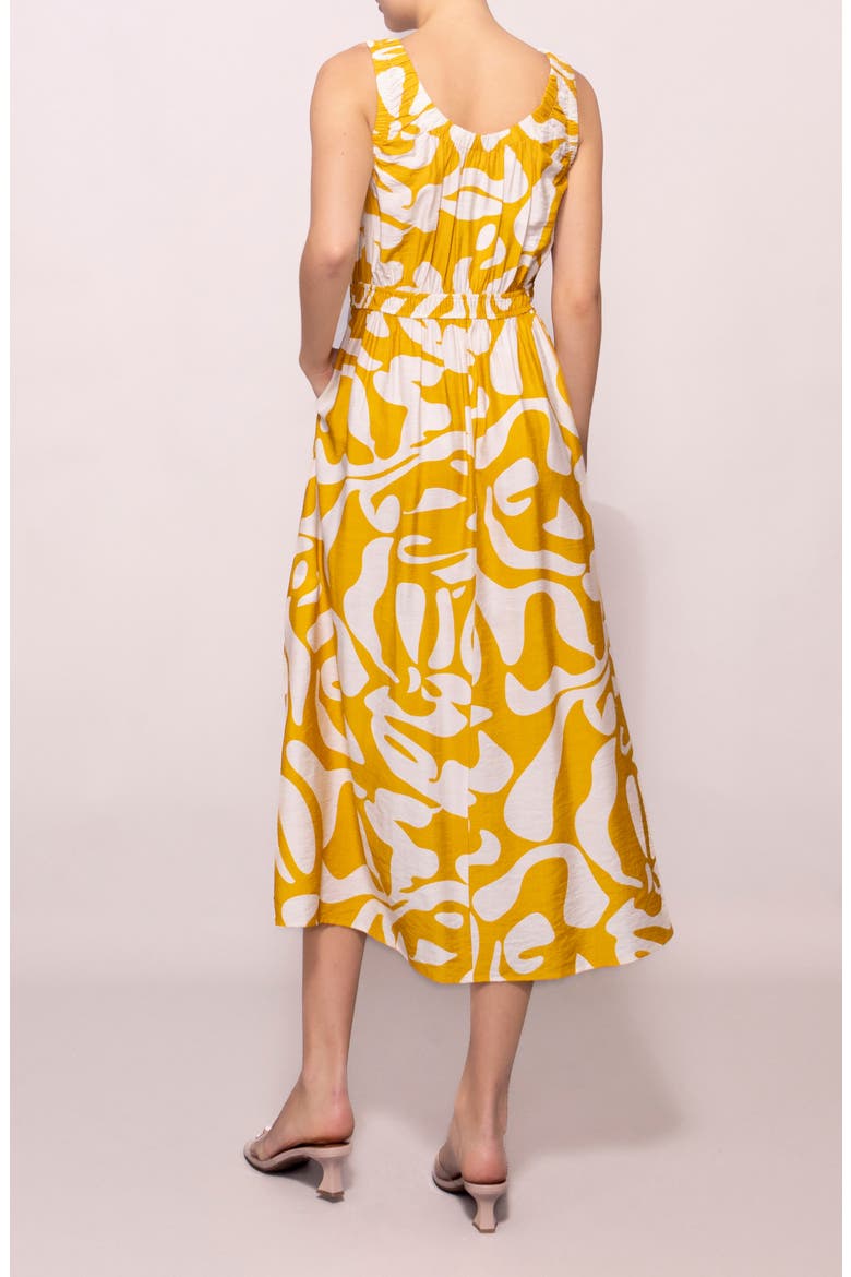 Abstract Print Midi Dress, Alternate, color, IVORY/ YELLOW