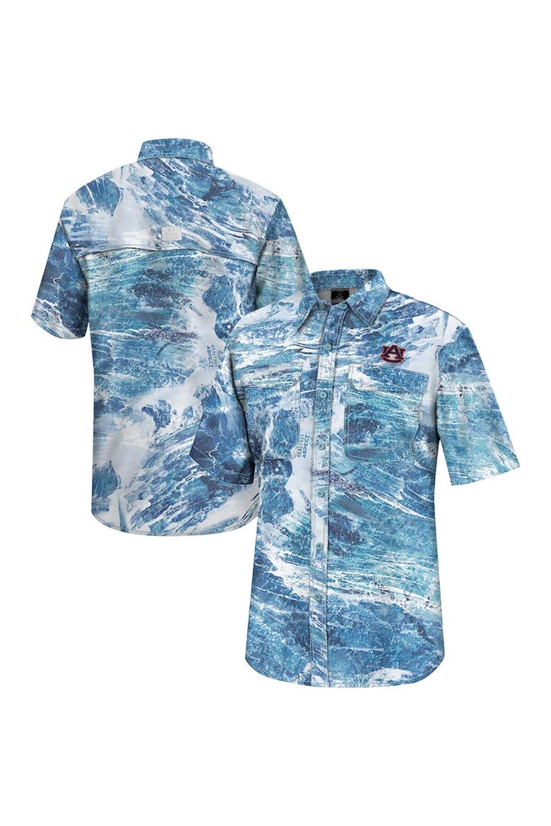 Men's Colosseum  Blue Auburn Tigers Realtree Aspect Charter Full-Button Fishing Shirt, Main, color, Blue