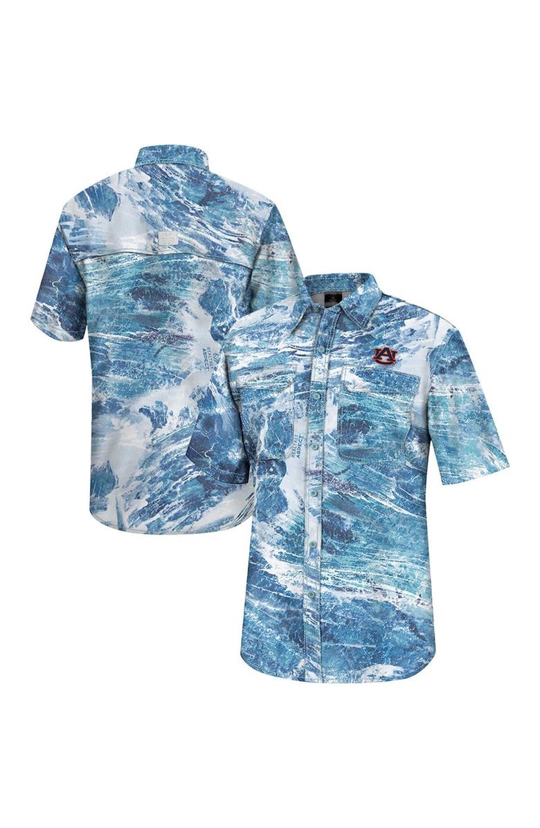COLOSSEUM Men's Colosseum Blue Auburn Tigers Realtree Aspect Charter Full-Button Fishing Shirt, Main, color, Blue