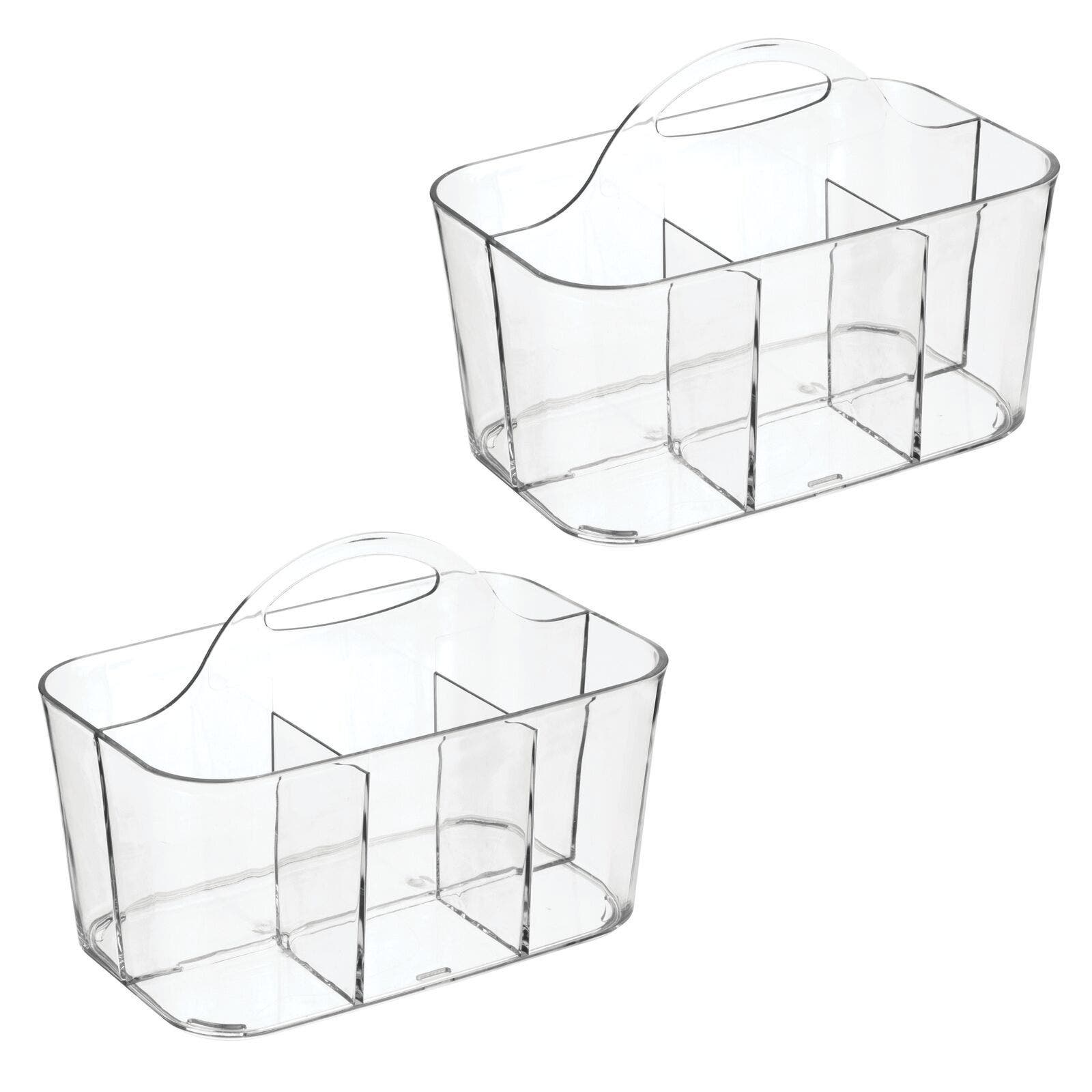 mDesign miDesign Small Plastic Divided Cosmetic Storage Organizer Caddy, 2 Pack in Clear 
