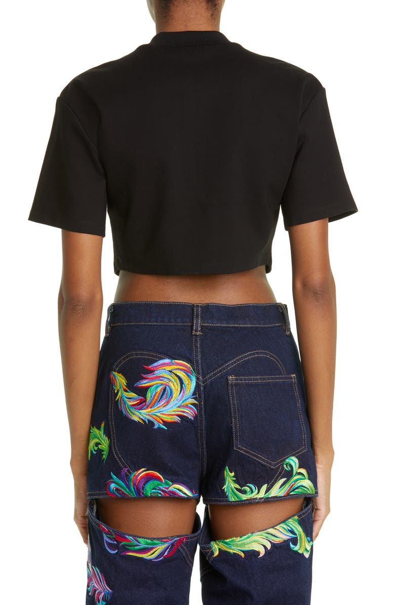 Area Deco Crystal Bow Crop Top, Alternate, color, 