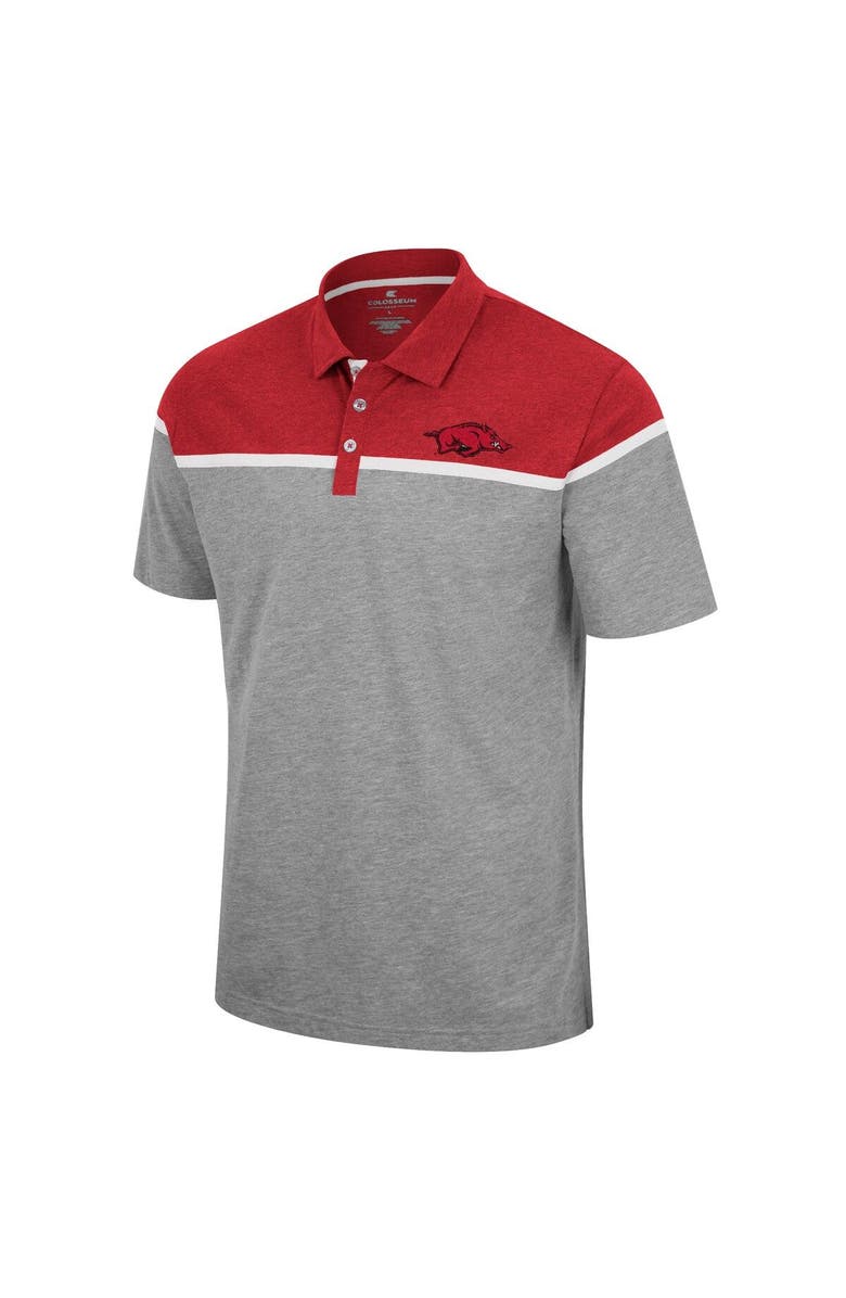 COLOSSEUM Men's Colosseum Heather Gray Arkansas Razorbacks Chamberlain Polo, Alternate, color,