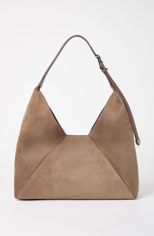 BRUNELLO CUCINELLI BRUNELLO CUCINELLI SUEDE CALFSKIN BC DUO HOBO BAG