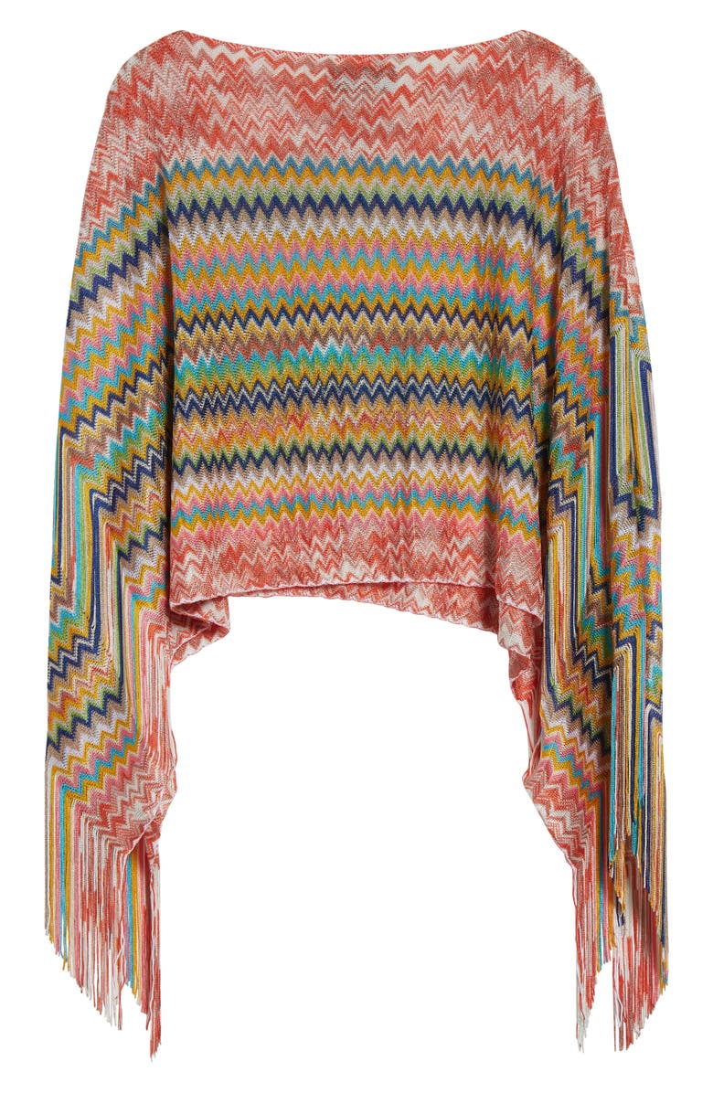 Missoni Metallic Zigzag Knit Poncho, Alternate, color,