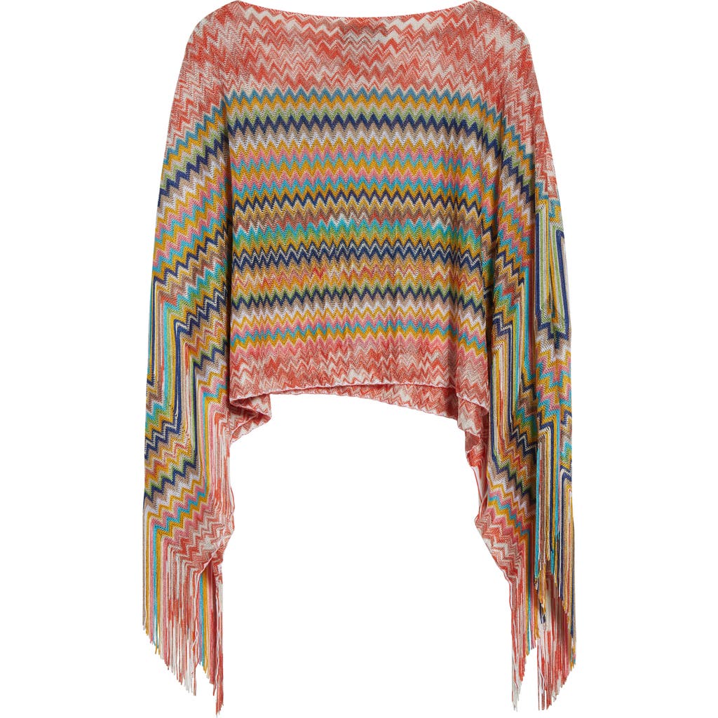 MISSONI MISSONI METALLIC ZIGZAG KNIT PONCHO