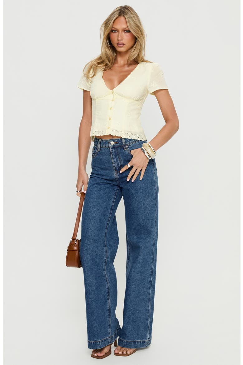 Isolda Embroidered Button-Up Top, Alternate, color, LEMON